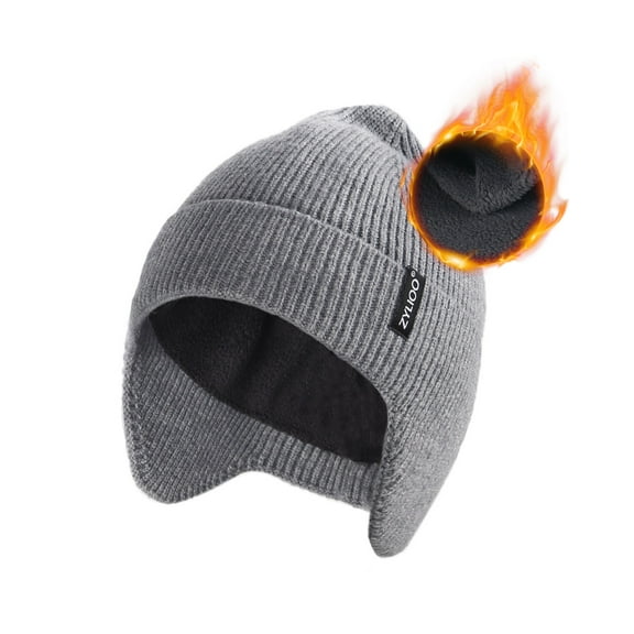Zylioo 2XL Oversized Beanie Hats with Ear Flaps Winter Knit Ear Cover Knitted Hat Warm Stocking Caps Ski for Women Men
