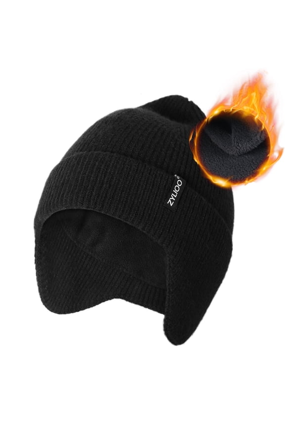 2XL Oversized Beanie Hats with Ear Flaps Winter Knit Ear Cover Knitted Hat Warm Stocking Caps Ski for Women Men