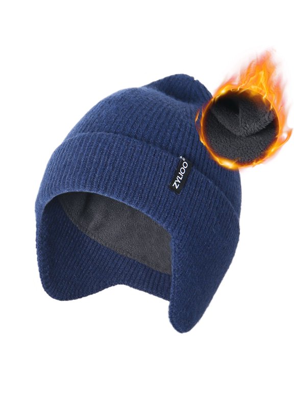 2XL Oversized Beanie Hats with Ear Flaps Winter Knit Ear Cover Knitted Hat Warm Stocking Caps Ski for Women Men