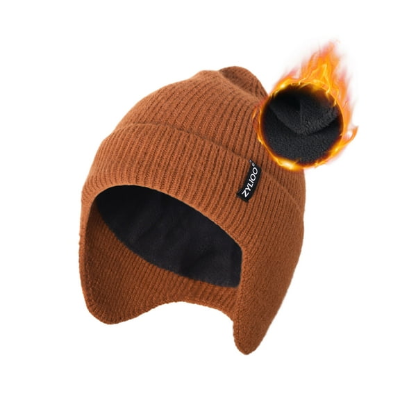 Zylioo Extra Large Winter Beanie Hats for Men Big Size Stretchy Knit Ski Caps with Earflap Windproof Wide Stocking Hats