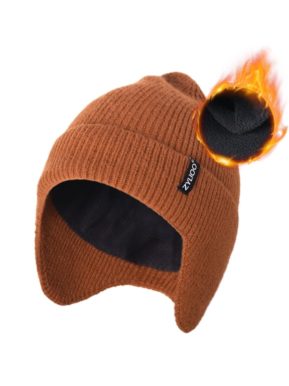 Extra Large Winter Beanie Hats for Men Big Size Stretchy Knit Ski Caps with Earflap Windproof Wide Stocking Hats