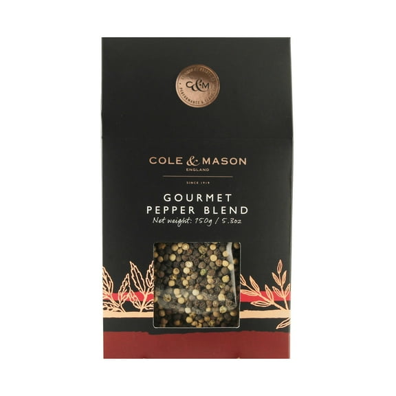 Cole & Mason Gourmet Spice Refill Box - Pairs Well with Chicken, Beef, Pork & More - Peppercorn Refill for Pepper Mill Grinder - Gourmet Pepper 5.3 Oz Box