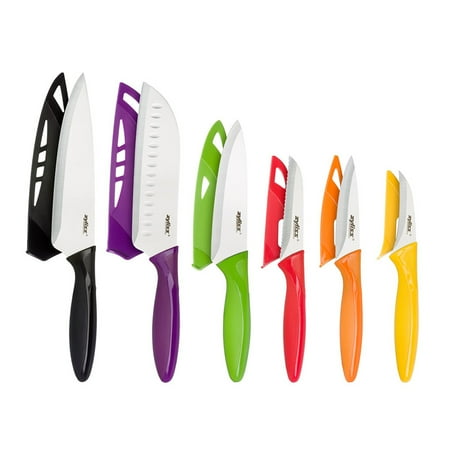 Zyliss 6 Piece Kitchen Knife Set with Sheath Covers, Stainless Steel