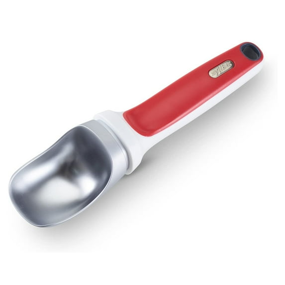 Zyliss Right Scoop Ice Cream Scoop - Ergonomic, Dishwasher-Safe Ice Cream Scooper Perfect for Gelato, Sorbet, Frozen Yogurt & More - Red