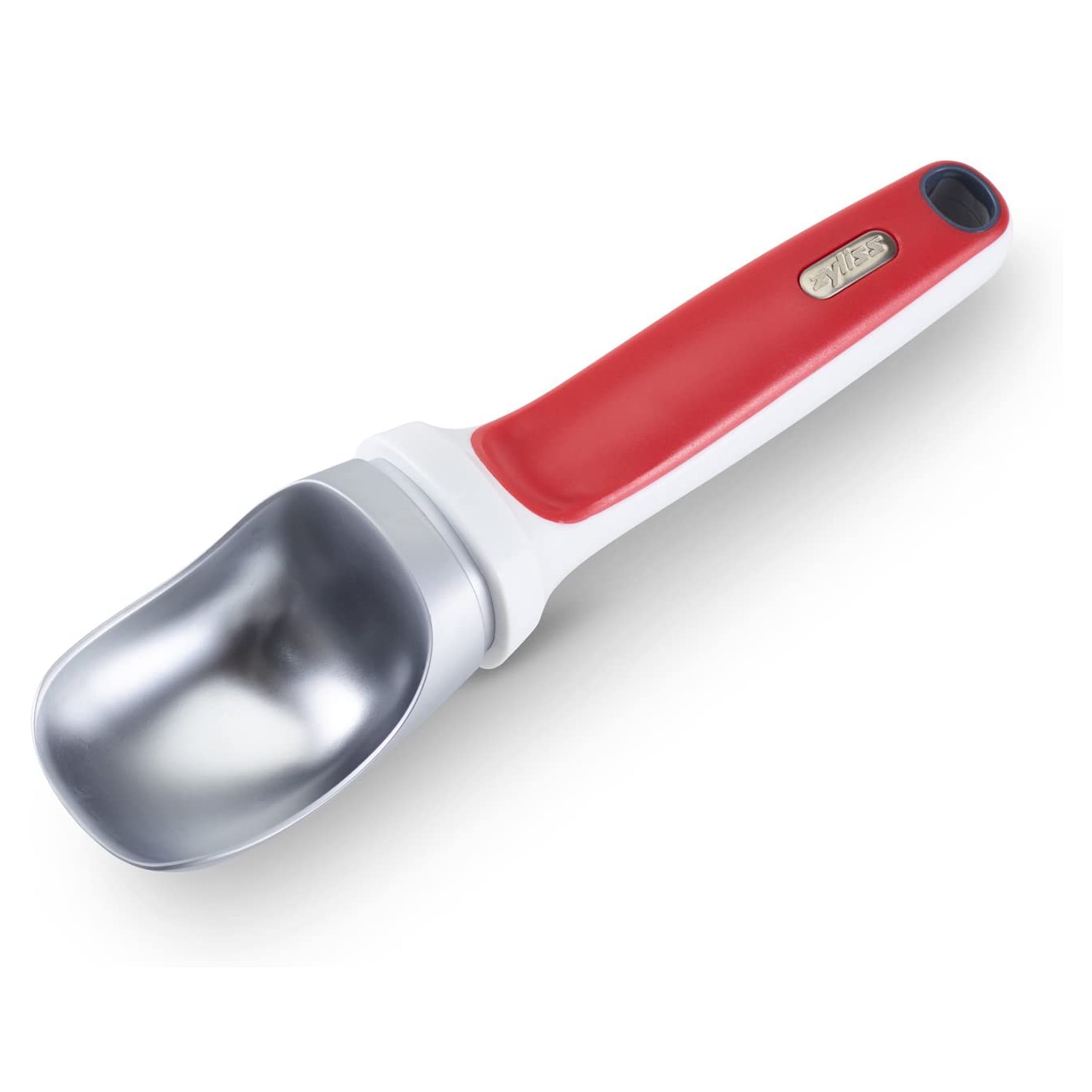 Ergonomic Red and White Plastic Ice Cream Scoop