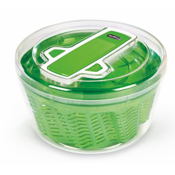 Zyliss Swift Dry Salad Spinner, Large Green Bowl with Aqua Vent Basket, Easy Pull Handle, One-Hand Pump, Stackable Storage, Dishwasher Safe