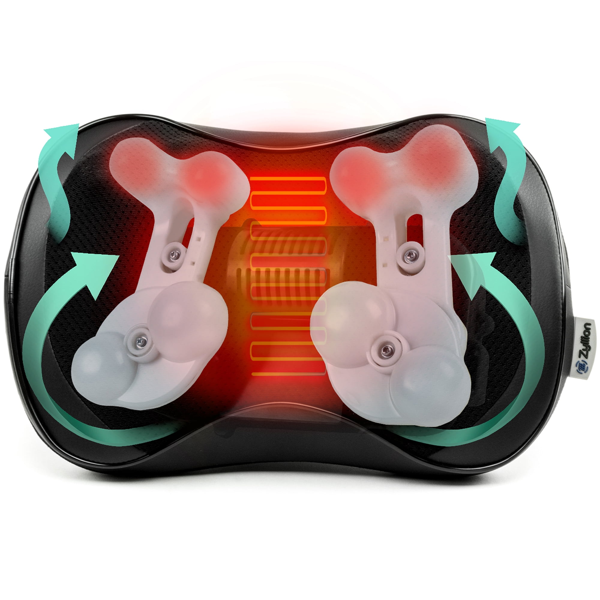 Zyllion Shiatsu Back & Neck Massager 3D Kneading 8-Node Massage Pillow with Heat for Muscle Pain, Black