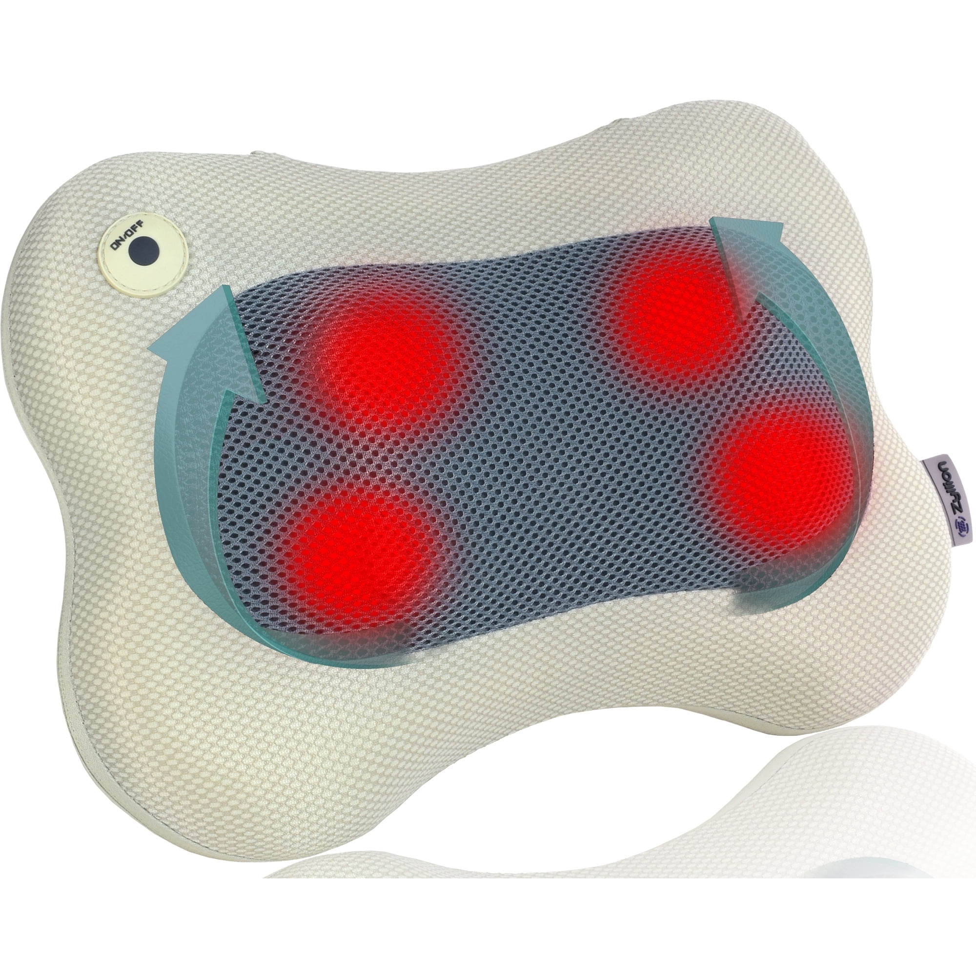 Zyllion Shiatsu Back & Neck Massager 3D Kneading Massage Pillow with Heat for Muscle Pain, Cream