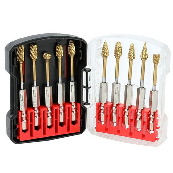 Zyllora 10Pcs 1/4In Shank Carbide Burr Set Grinder Deburring Bits for Metal Wood Stone