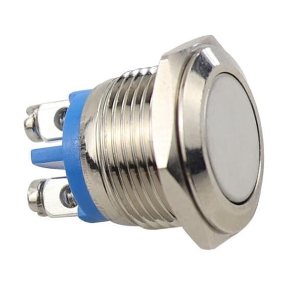 Zyllora 16mm Metal Push Button Switch 12V Momentary NO Start Brass Flat Head for Circuit Control Electromagnetic Starter Relay Panel