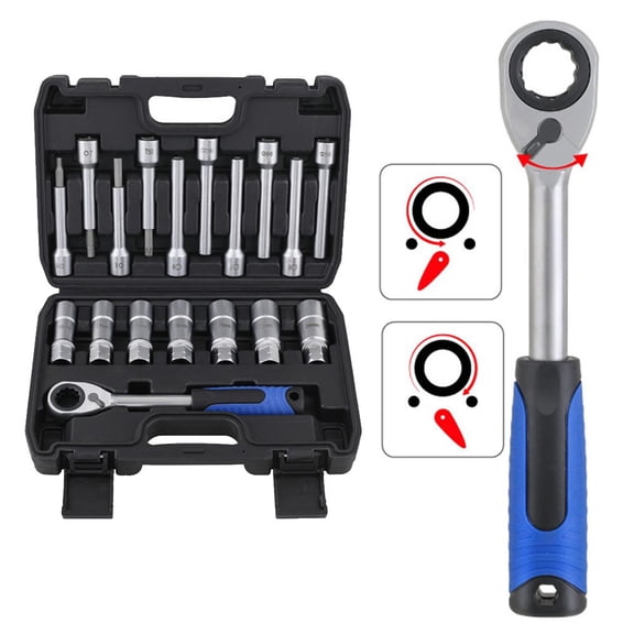 Zyllora 18Pcs Suspension Shock Absorber Strut Nut Removal Tool Socket Kit Ratchet Wrench Nut Removal Tool for Automotive Maintenance