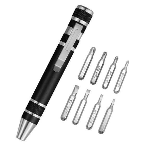 Zyllora 1Pc Portable Screwdriver Pen Changeable Magnetic Bits Disassembly Repair Tools Black