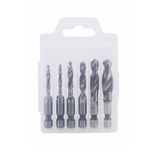 Zyllora 1Pc Tap Drill Bit Hex Shank Thread Metric Tap Drill Bits Screw Machine Compound Tap M5 M6 M8 M10 for Hex Chuck Tapping Machine 6Pcs
