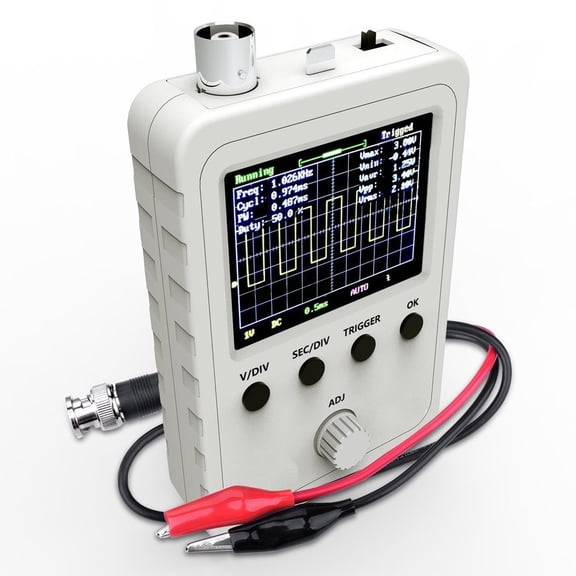 Zyllora 2.4" LCD Digital Oscilloscope DSO150 Assembled with Case, 200kHz Bandwidth 1Msps Sampling Rate, Auto/Single Trigger Mode, Includes Test Probe for Electronics Testing