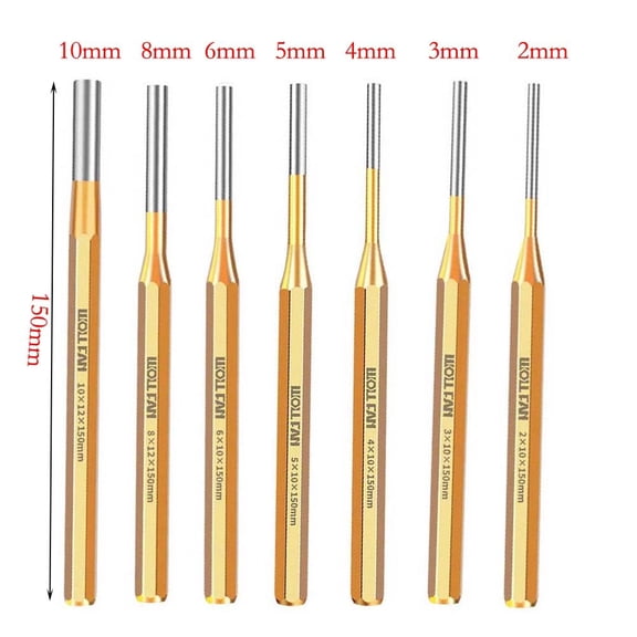 Zyllora 210Mm 7Pcs Roll Pin Punch Tool Set Alloy Steel for Workshop Use Precise Punching And Industrial Maintenance Tasks