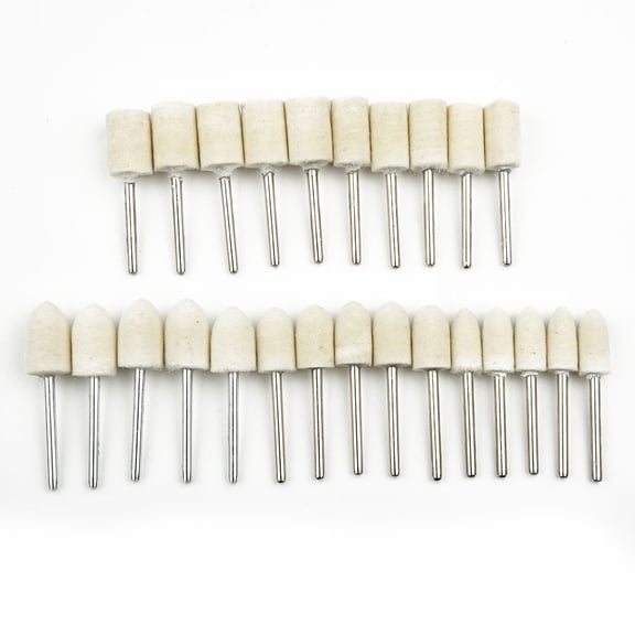 Zyllora 25Pcs Wool Felt Mounted Polishing Buffing Wheel Grinding Head for Dremel Drill Rotary Tool 3Mm Shank