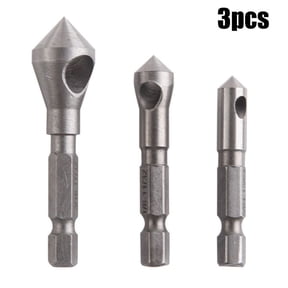 Zyllora 3Pcs Chamfer Countersink Deburring Drill Set Taper Hole Cutter Deburring Drill