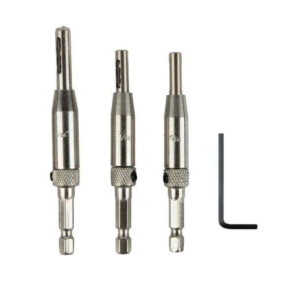 Zyllora 3Pcs Self Centering Hinge Drill Bits Woodworking Door Window Hinge Drill Bit Positioning Hole Opener Drilling Guide Locator