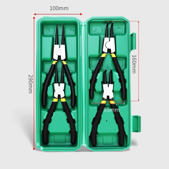 Zyllora 4Pcs Circlip Plier Nose Plier Staight Bent Plier Retaining Snap Ring Remover