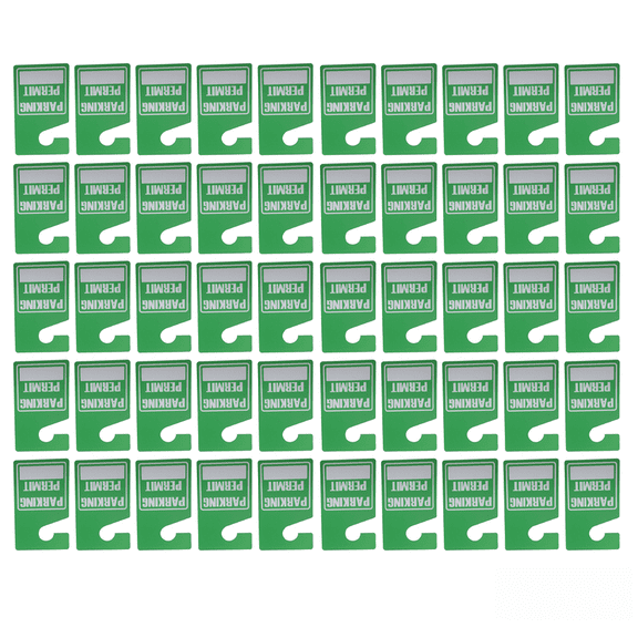 Zyllora 50 Pack Green PVC Parking Permit Hang Tags, 3x5 Inch Waterproof Visitor Pass with Hook for Car Rearview Mirror, Apartment Employee Student Vehicle Identification Signs