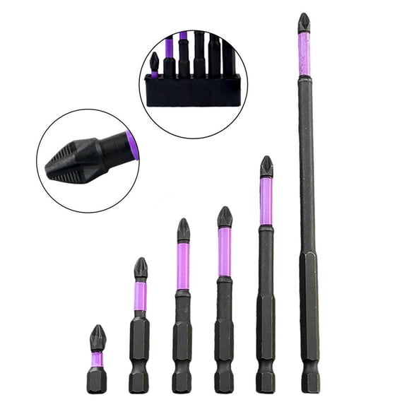 Zyllora 6-Piece Magnetic Screwdriver Bit Set, High-Precision Alloy Steel Cross Head with Shock-Absorbent Design and Storage Strip for Manual Electric Impact Drivers