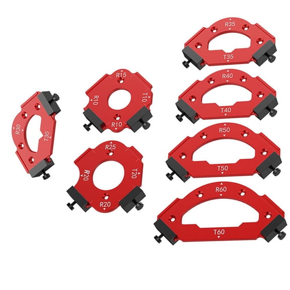 Zyllora 7Pcs Table Corner Routing Jig Radius Template Trimming Aluminium Alloy R10-R60