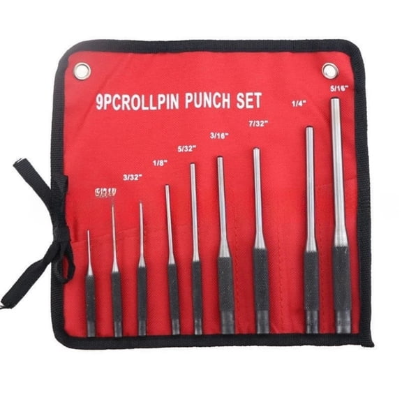 Zyllora 9-Piece Roll Pin Punch Set with Portable Case for Precision Drilling