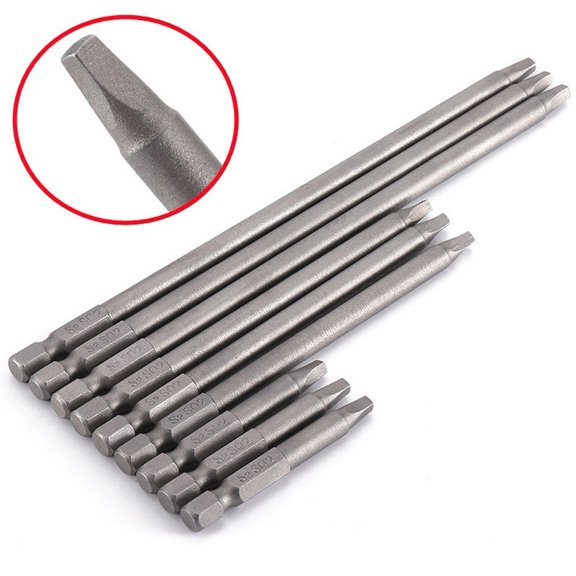 Zyllora 9Pcs Square Screwdriver Bit Set Magnetic Tips Sq2 Drive Bits 50Mm 100Mm 150Mm for Power Drill And Hand Tool Projects