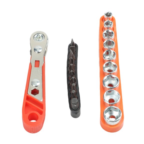 Zyllora Adjustable Ratchet Wrench Screwdriver with Magnetic Tip and Ten Piece Bit Set
