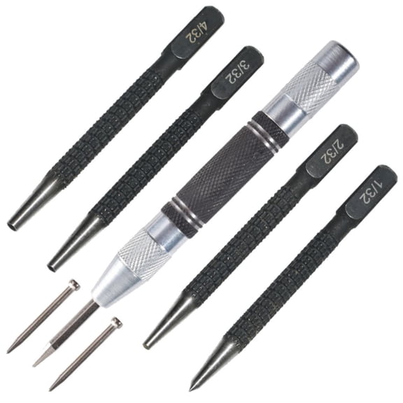 Zyllora Center Punch Tool Set 7 Piece with Automatic Spring Loaded Action for Accuracy