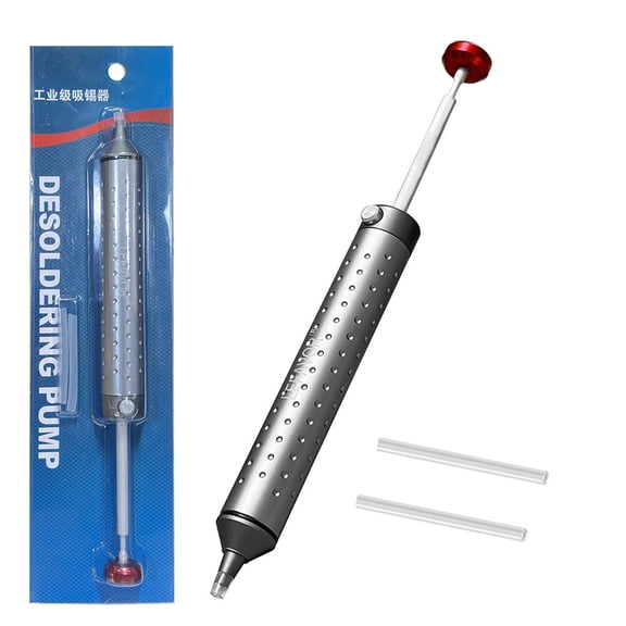 Zyllora Desoldering Pump Solder Sucker, Metal Body One-Handed Operation with Heat Resistant Silicone Nozzle and Spare 50mm Tube for Electronics Repair PCB