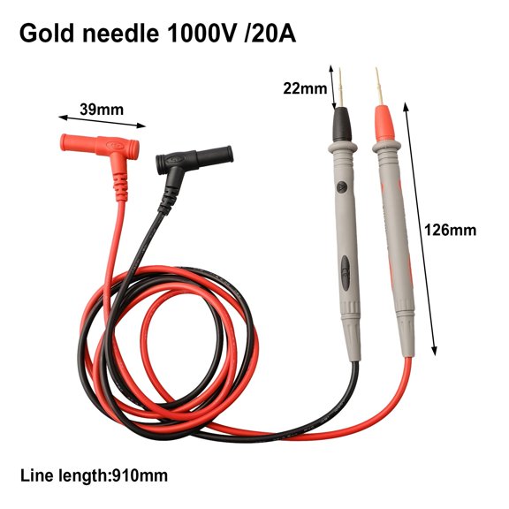 Zyllora Digital Multimeter Probe with Soft Silicone Test Leads, Needle Tip for LED Tester, 1000V 10A Multimeter Accessory, Red Black Pair