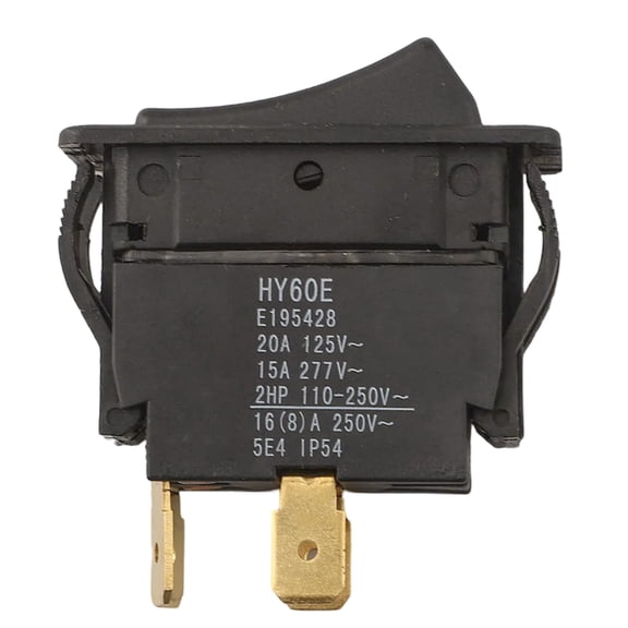 Zyllora HY60E 4-Pin Rocker Switch 20A 125V/250V, IP54 Waterproof On-Off Pushbutton for Industrial Power Tools, Motors, and Household Appliances, Black