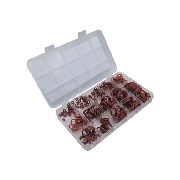 Zyllora High Temp Resistant Red Silicone O Ring Kit 225Pcs Sealing Gasket Set for Industrial Valves Pumps and Pressure Systems