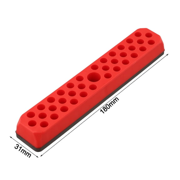 Zyllora Magnetic Hex Bit Holder for 1/4 Inch Screwdriver Bits with 43 Slots To Organize Various Size Bits In Toolbox Or Workbench Red