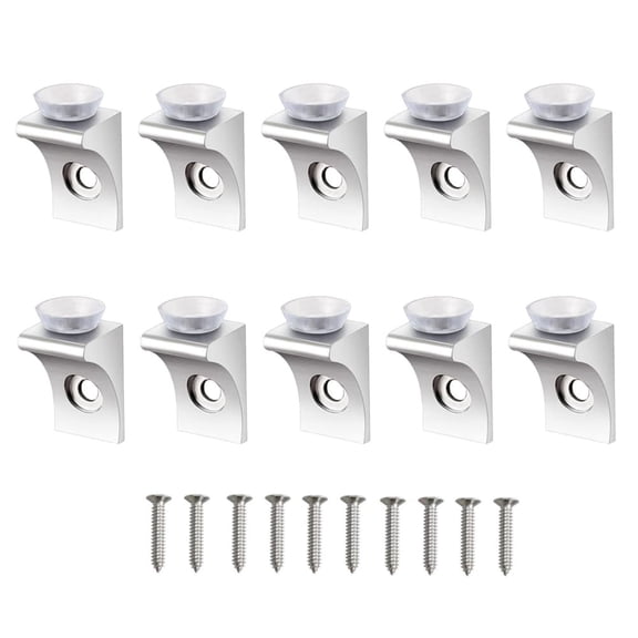 Zyllora Set Of 10 Silver Shelf Brackets with Screws for Storage In Kitchen And Wardrobe B
