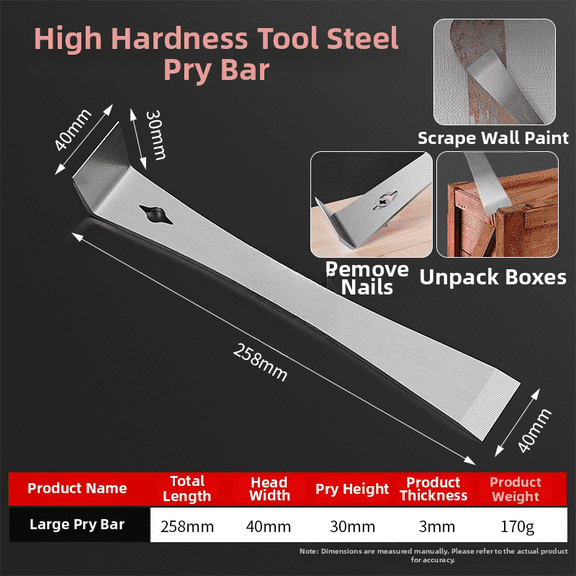 Zyllora Stainless Steel Flat Pry Bar High Hardness Multifunctional Lever Tool A