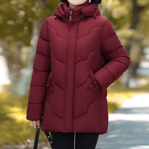Zyloft Jackets for Women Clearance under $10.00 Women's Winter Casual Loose Fashion Color Pockets Zippered Reversible Long Coat Red XXXXL Black*Friday/Cyber*Monday Clearance