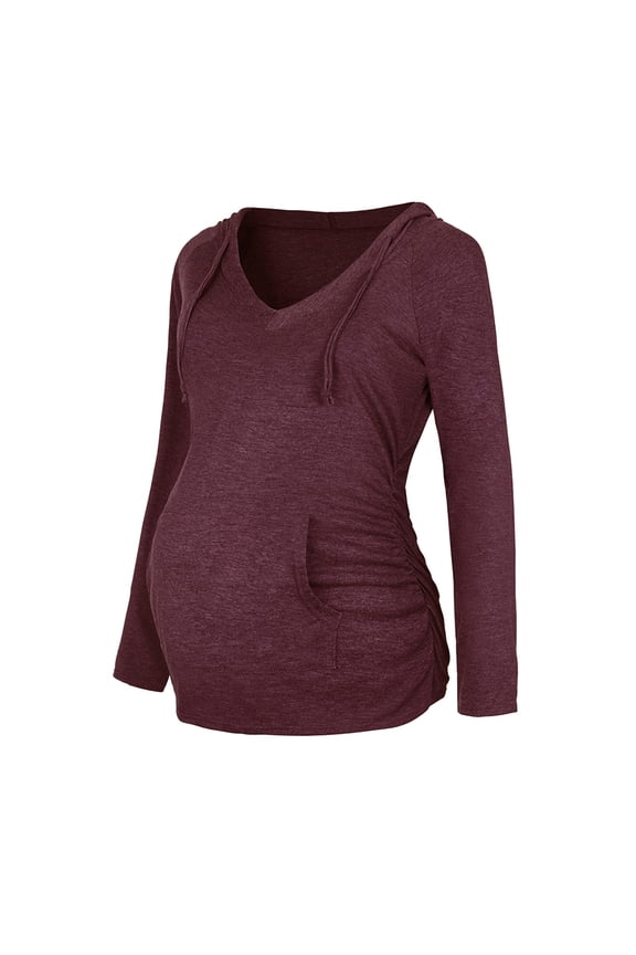 Maternity Shirts for Women 3x Plus Size Nursing Friendly Top - Winter Fall Maternity Blouse Comfortable & Stretchy Red M