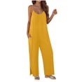 thumbnail image 1 of Zyloft Pants for Women Ladies Fashion Women Solid Color Sleeveless Ladies Long Pants Jumpsuit Yellow L, 1 of 5