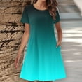 thumbnail image 1 of Zyloft Plus Size Dresses for Women Summer Gradient Color Double-Pocket Short-Sleeve Crew Neck T-Shirt Dress Blue M, 1 of 5
