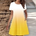 thumbnail image 1 of Zyloft Plus Size Dresses for Women Summer Gradient Color Double-Pocket Short-Sleeve Crew Neck T-Shirt Dress Yellow XL, 1 of 5