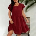 thumbnail image 1 of Zyloft Spring Dresses for Women Plus Size Round Neck Ruffled Sleeve Fitted Elegant Dress Red XXXXL, 1 of 4
