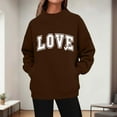 thumbnail image 1 of Zyloft Valentine Sweaters for Women Women's Winter Love Printed High Neck Long Sleeved Tops with Pockets Brown M, 1 of 5