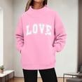 thumbnail image 1 of Zyloft Valentine Sweaters for Women Women's Winter Love Printed High Neck Long Sleeved Tops with Pockets Pink S, 1 of 5
