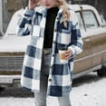 thumbnail image 1 of Zyloft Winter Clothes for Women Sets Women's Long Sleeved Warm Button Plaid Jacket with Lapel and Pockets Tops Blue M Black*Friday/Cyber*Monday Clearance, 1 of 6