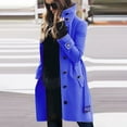thumbnail image 1 of Zyloft Winter Clothes for Women Shirts Autunm and Winter Women Casual Coat Long Sleeve Suit Collar Solid Cardigan Buttons Nizi Overcoat Windbreaker Blue XL Black*Friday/Cyber*Monday Clearance, 1 of 6