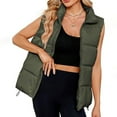 thumbnail image 1 of Zyloft Winter Coats for Women Plus Size 4X Women's Solid Color Sleeveless Jacket Mid To Long Style Stand Up Collar Warm Down Thick Jacket Green L Black*Friday/Cyber*Monday Clearance, 1 of 9