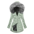 thumbnail image 1 of Zyloft Winter Coats for Women Plus Size Women Fashion Solid Color Long Sleeve Zipper Pockets Hooded -Padded Jacket Coat Blouse Green XL Black*Friday/Cyber*Monday Clearance, 1 of 2