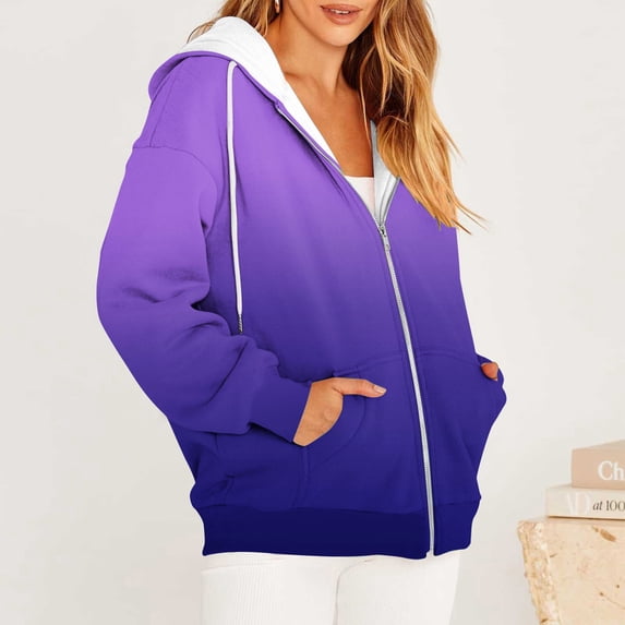 Zyloft Womens Jackets and Coats with Hood Women's Casual Printed Zippered Long Sleeved Hooded Fleece Jacket Tops Multicolor XXL Black*Friday/Cyber*Monday Clearance